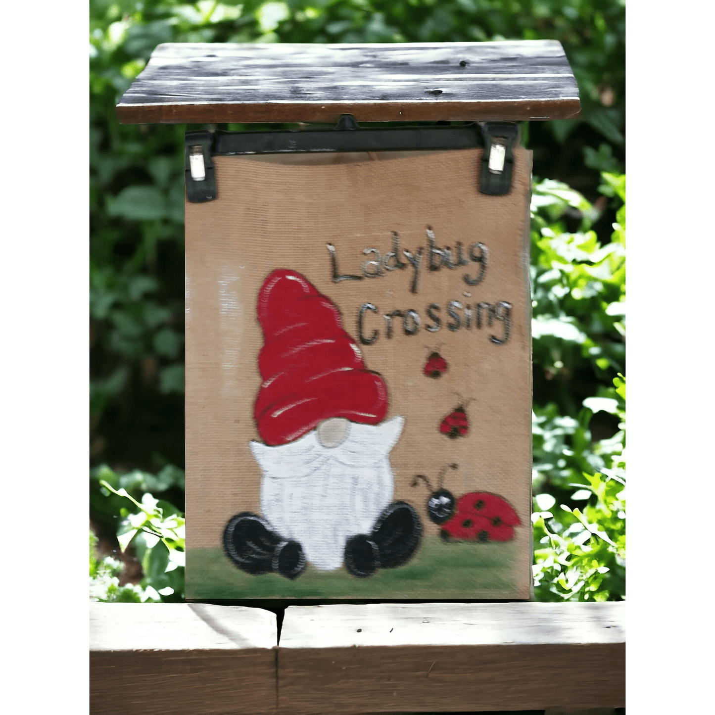Gnome Burlap Flag
