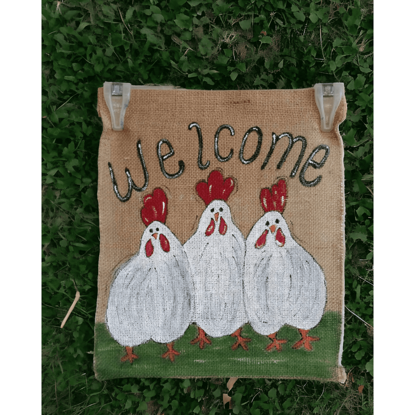 Chicken Burlap Flag