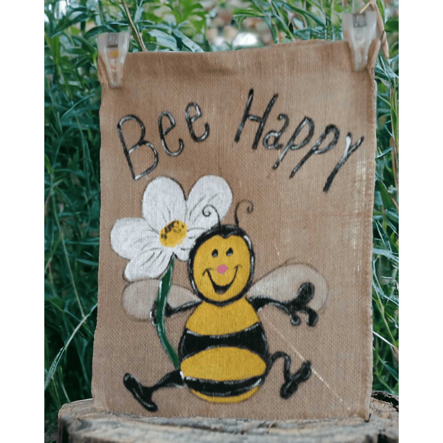 Bee Burlap Flag