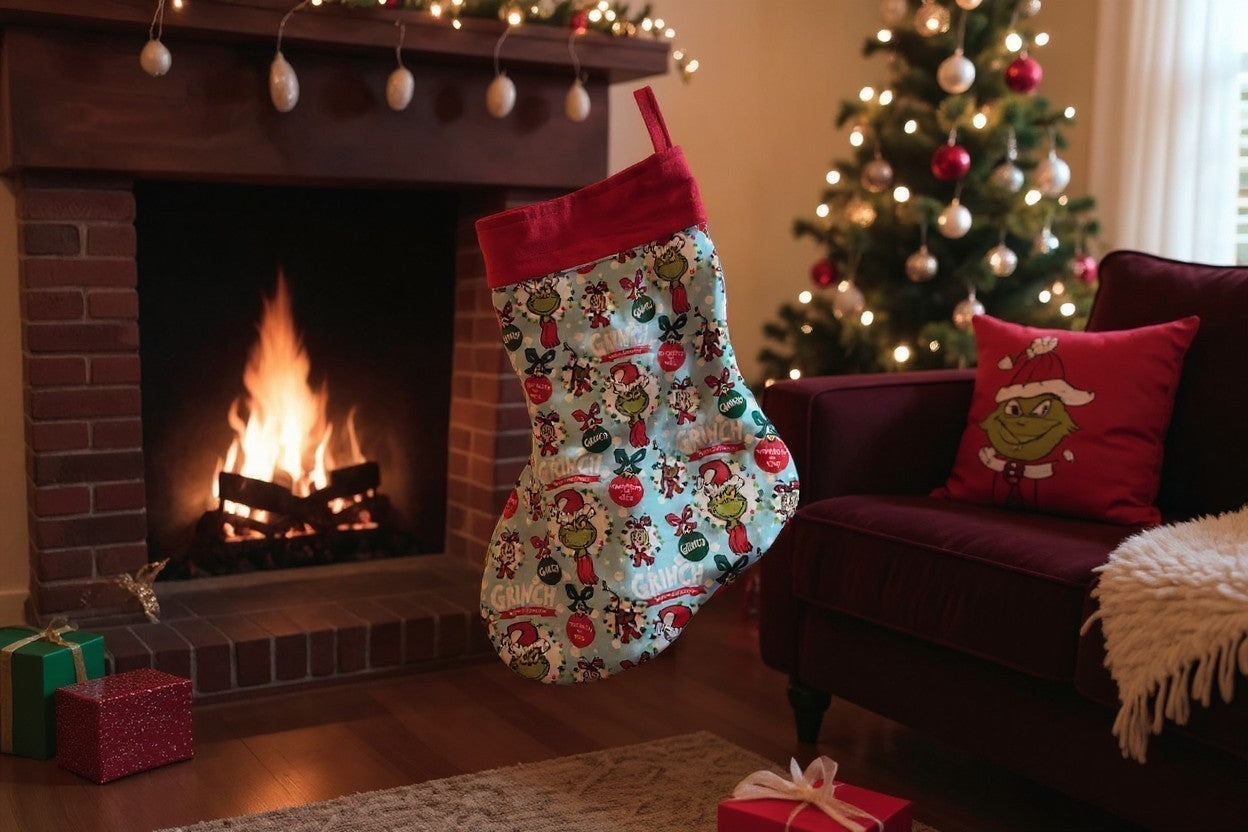 Fabric Christmas Stocking | Handmade Holiday Stocking | Christmas Mantel Décor | Holiday Keepsake
