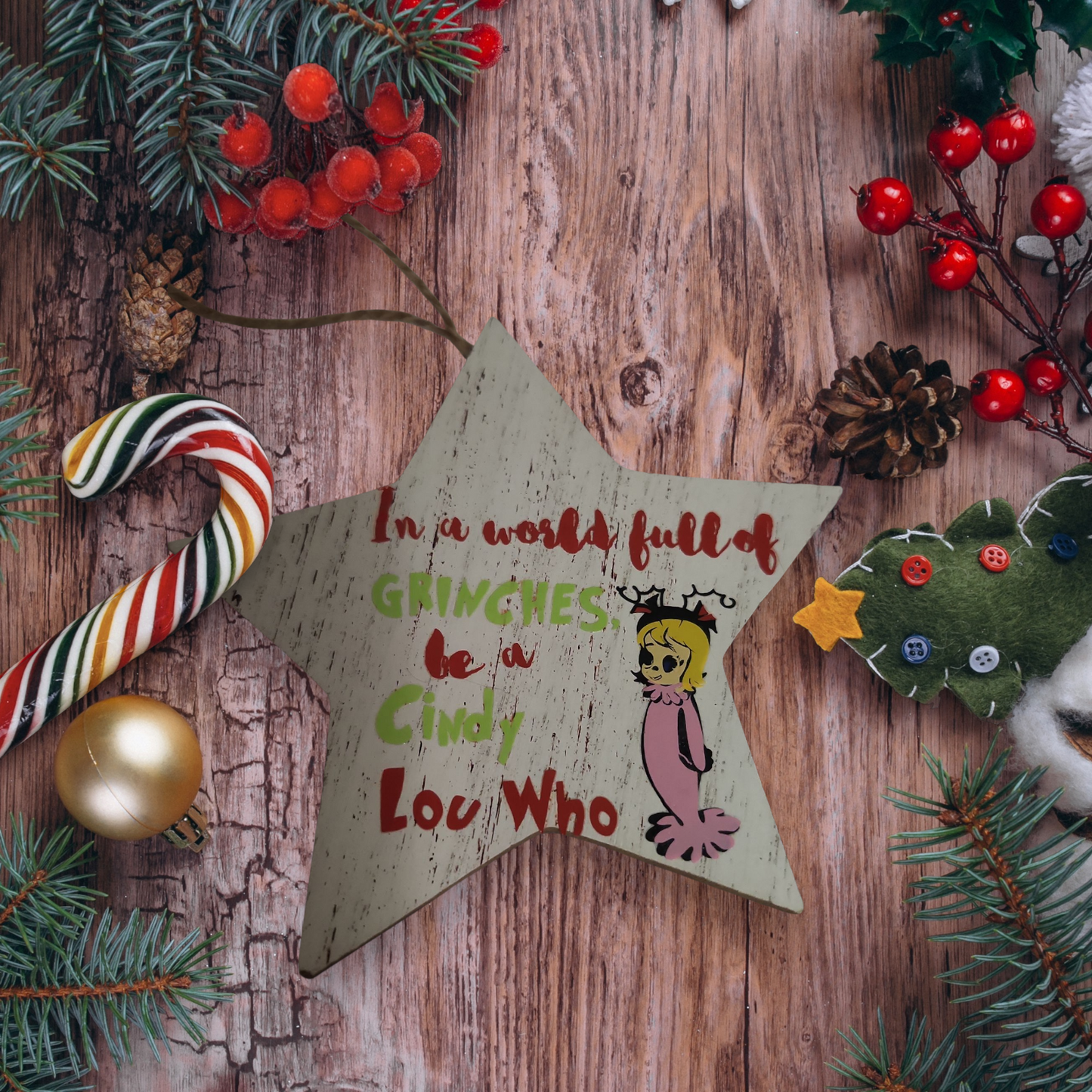 Vinyl Grinch Christmas Ornaments