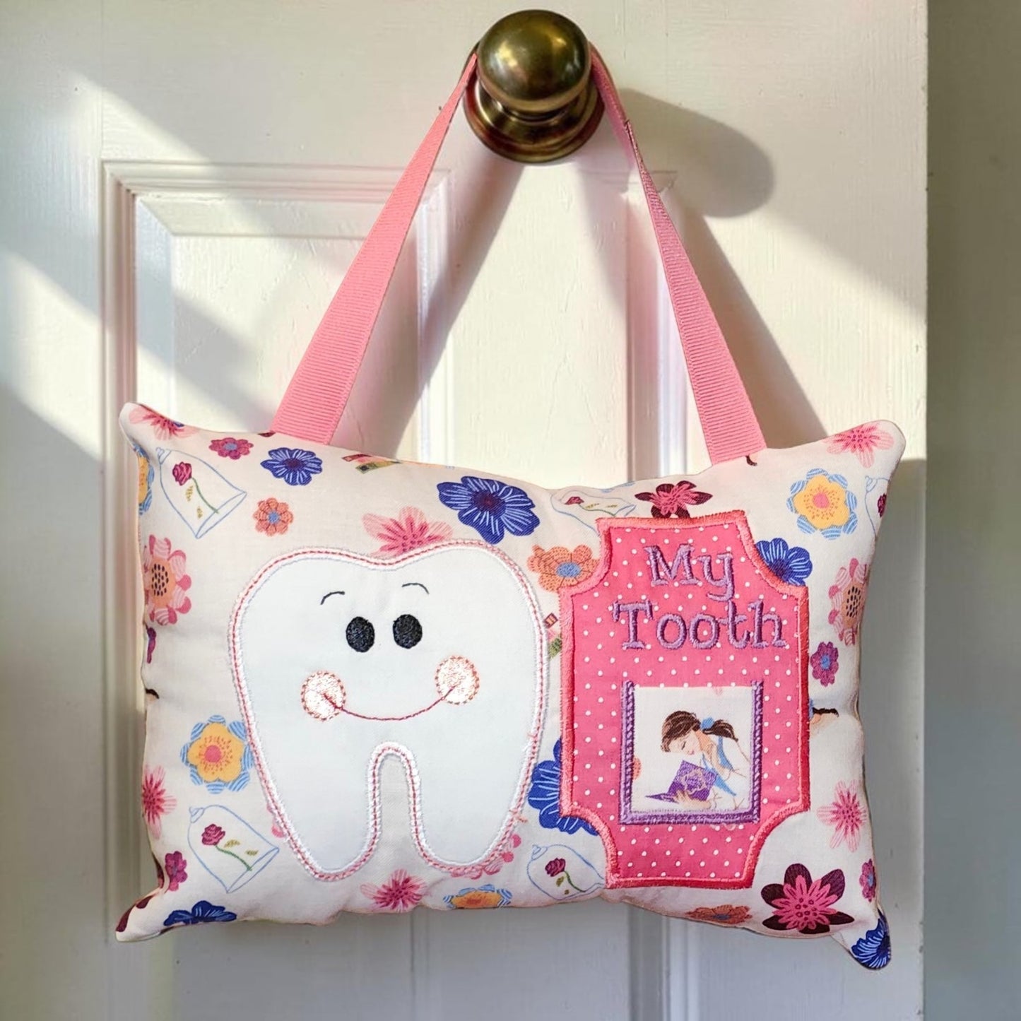 Girl Tooth Fairy Pillow | Tooth Holder Pocket | Kids Lost Tooth Gift