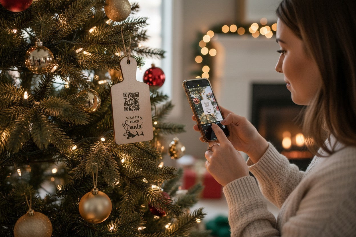 Santa Tracker Wood Christmas Ornament with Working QR Code | Christmas Eve Ornament | Kids Christmas Gift