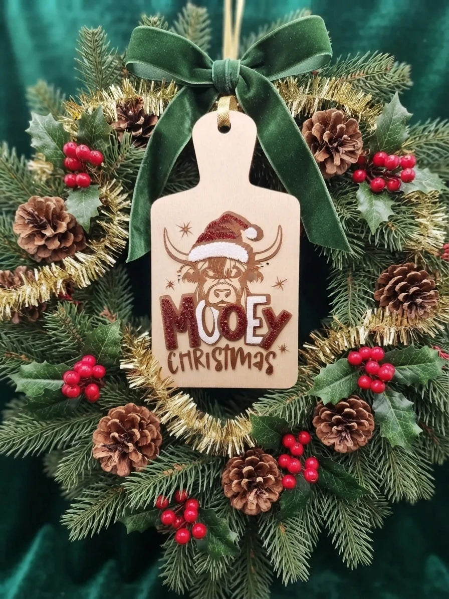 Highland Cow Wood Christmas Ornament | Mooey Christmas Ornament | Handmade Holiday Gift