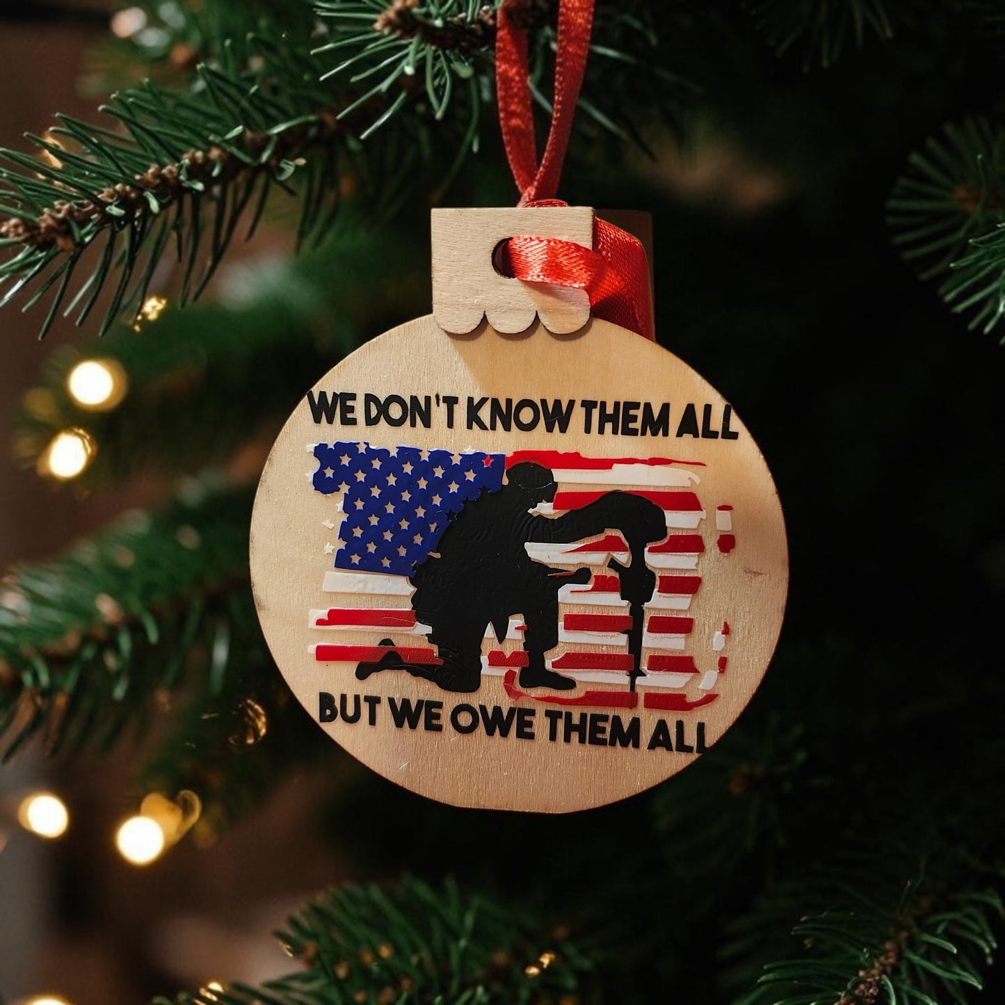 Veteran Memorial Wood Christmas Ornament | Military Remembrance Keepsake | Patriotic Gift
