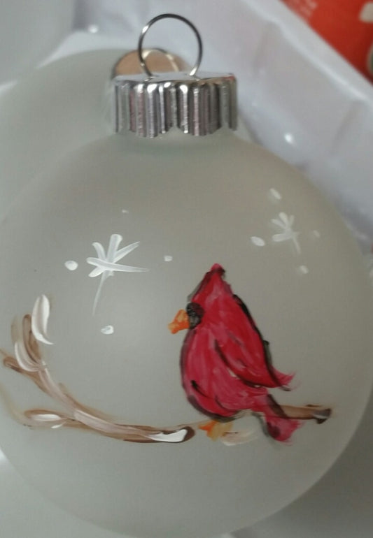 Handpainted Red Bird Ornament