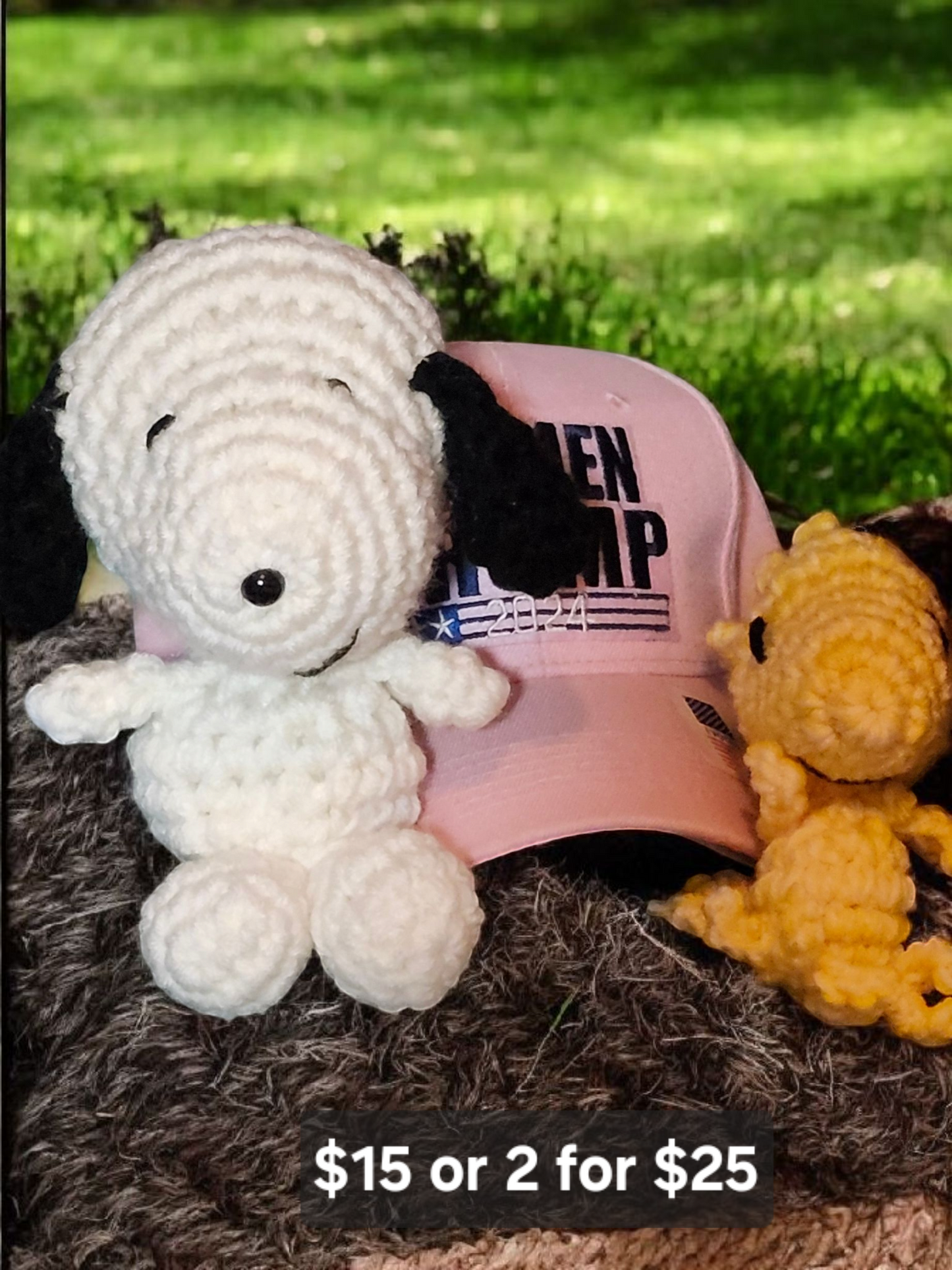 Snoopy or Woodstock Crochet Plushies