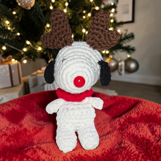 Crochet Snoopy Rudolph Plushie | 14" Christmas Character Gift