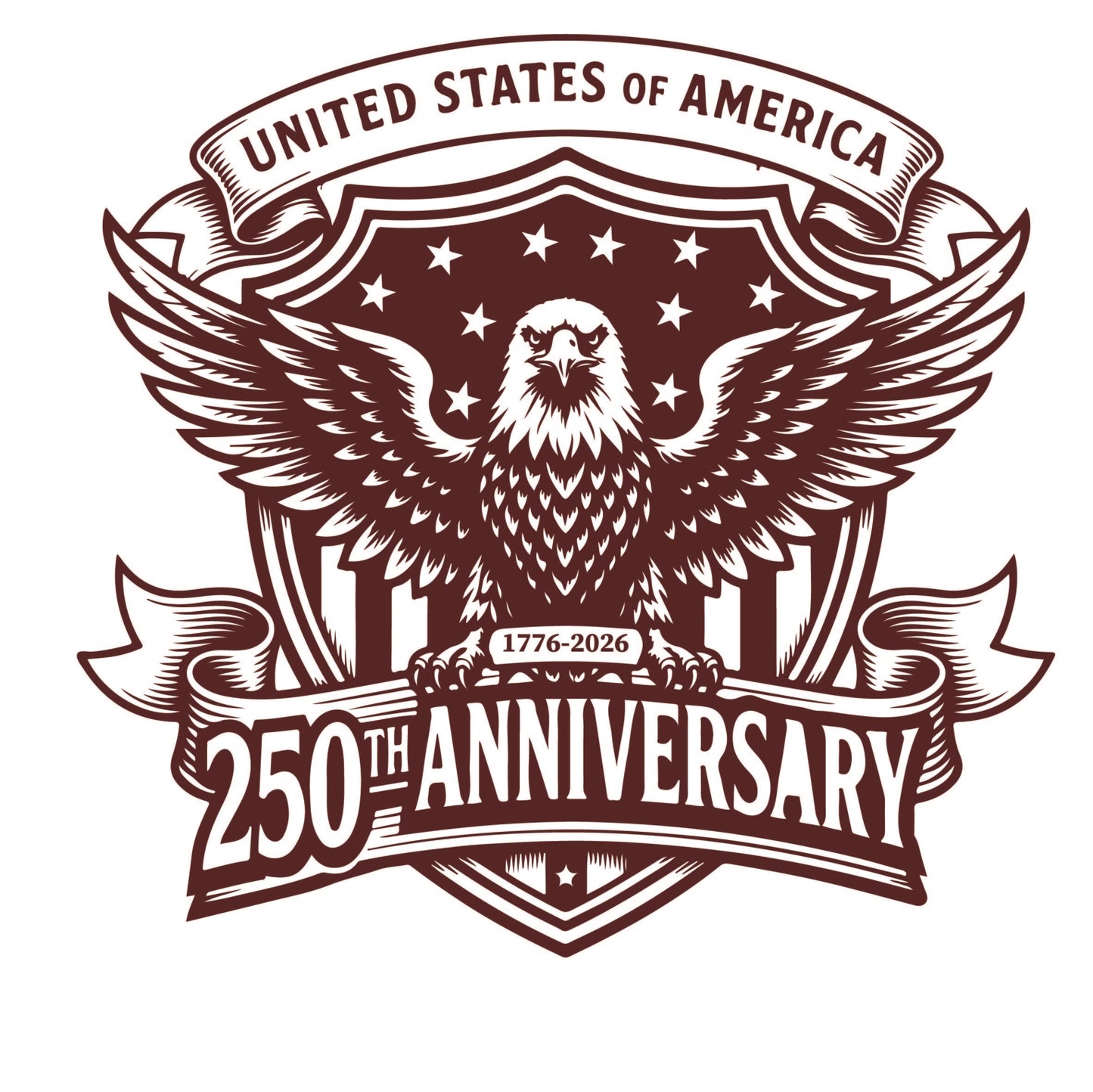 America 250 Wood Ornament | Patriotic 250th Anniversary Ornament | Handmade USA Keepsake | Vinyl Design Ornament