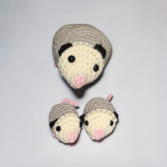 Crochet Momma Possum and Babies Plushies