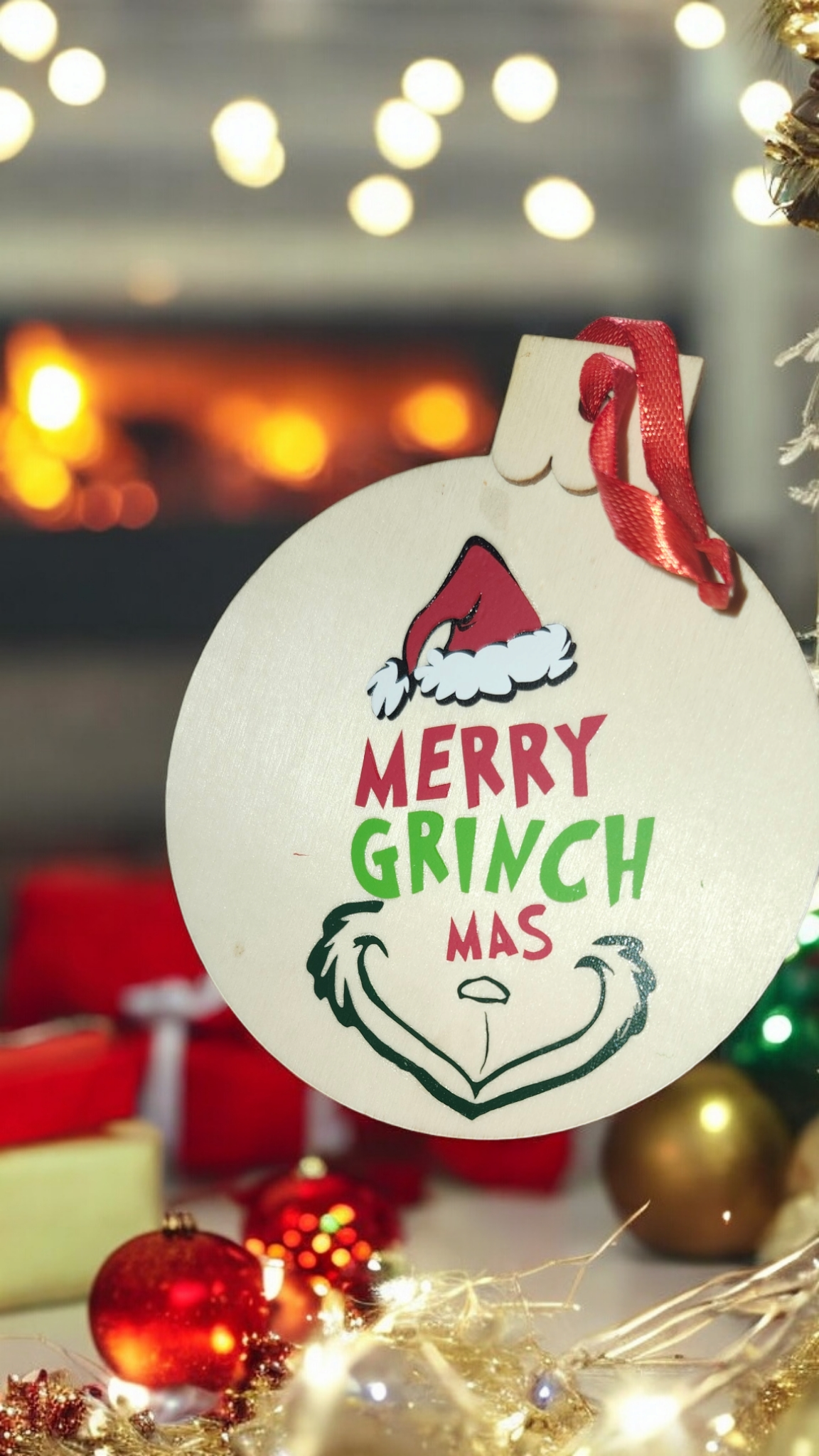 Vinyl Grinch Christmas Ornaments