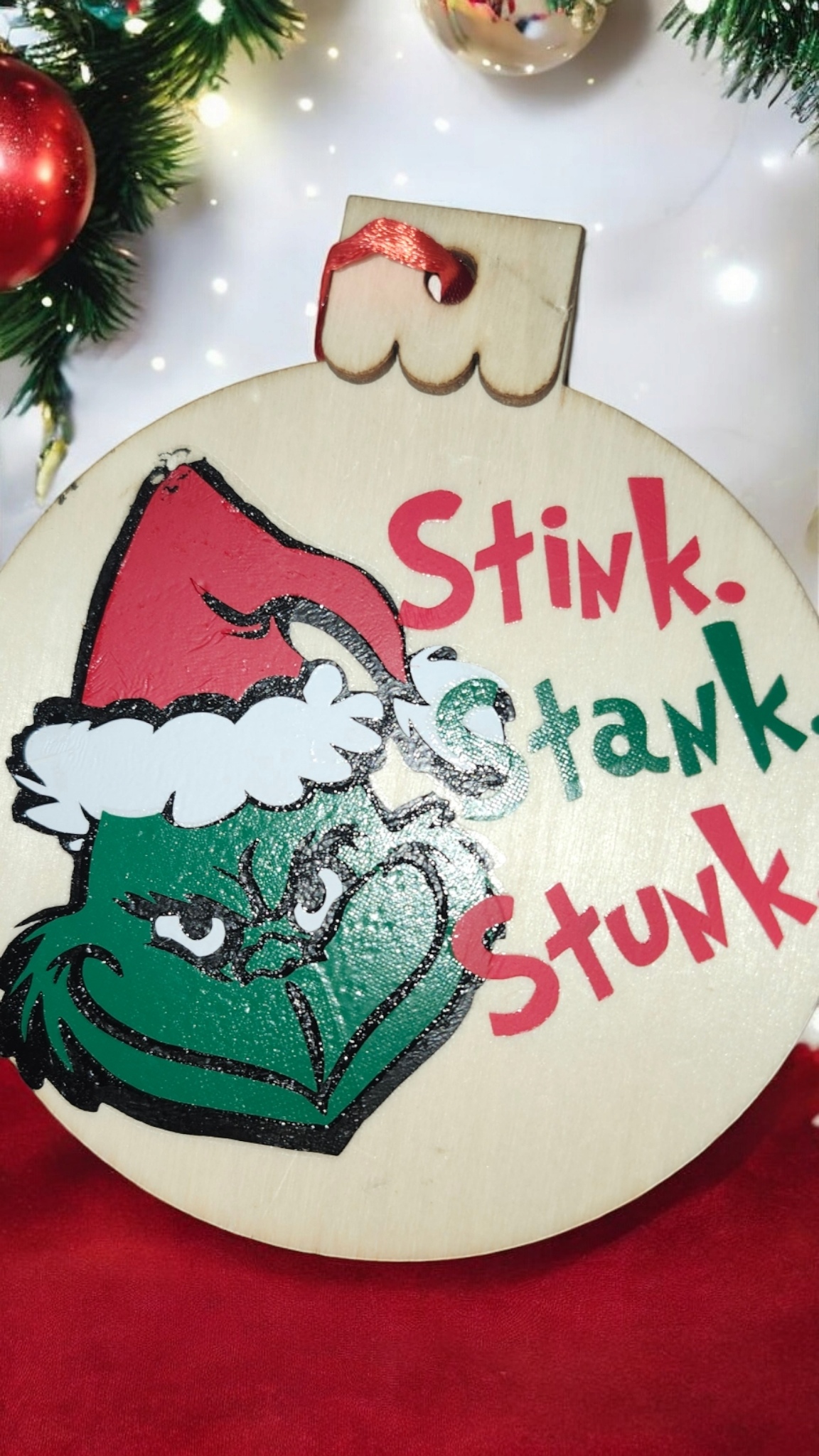 Vinyl Grinch Christmas Ornaments