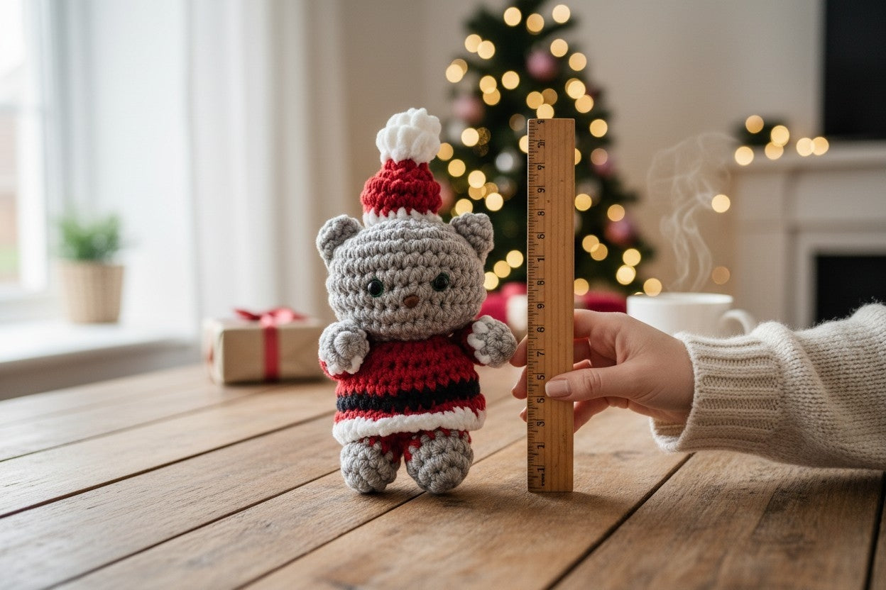 Crochet Christmas Bear Plushie | Handmade Teddy Bear | Holiday Gift
