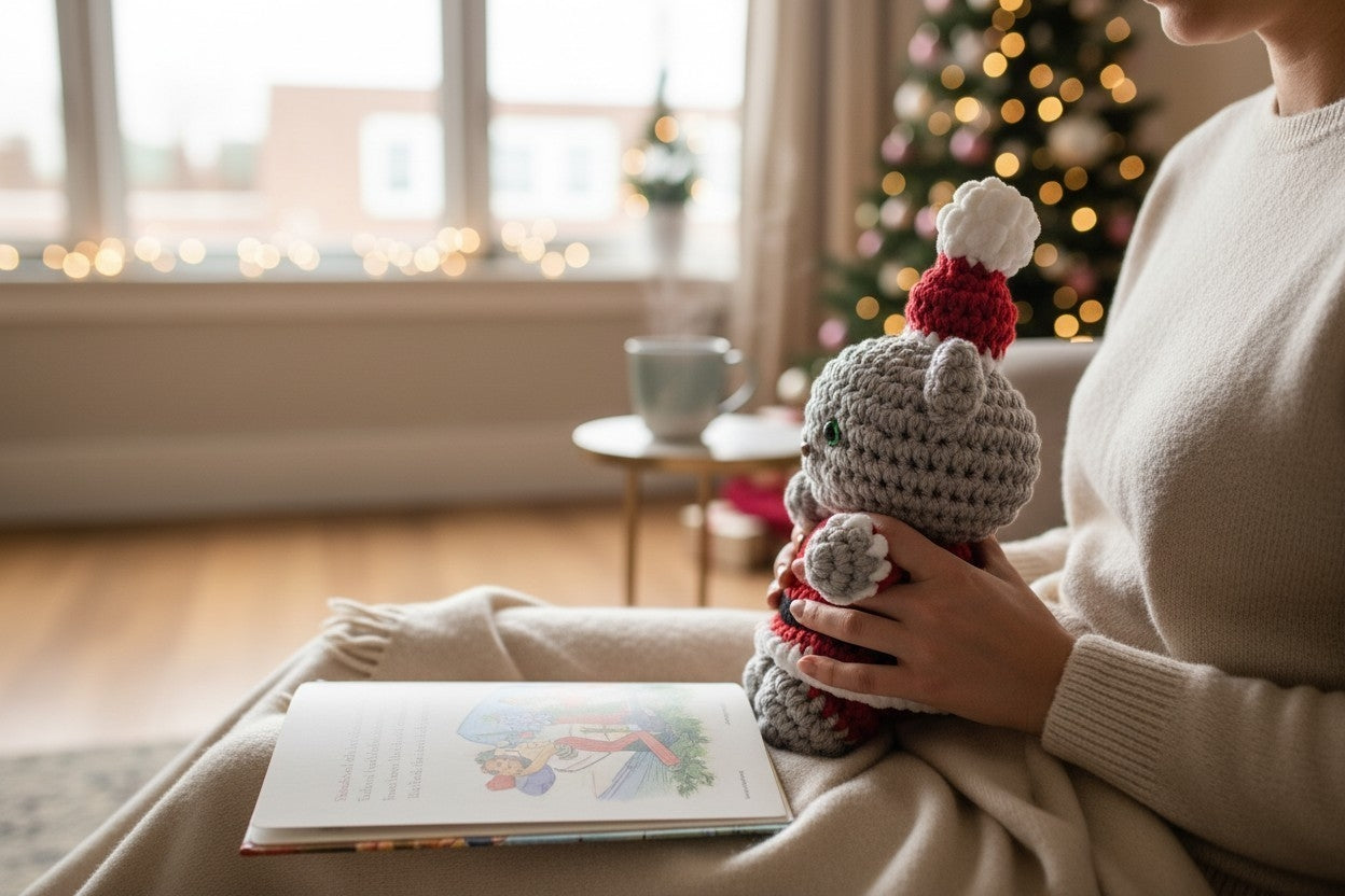Crochet Christmas Bear Plushie | Handmade Teddy Bear | Holiday Gift