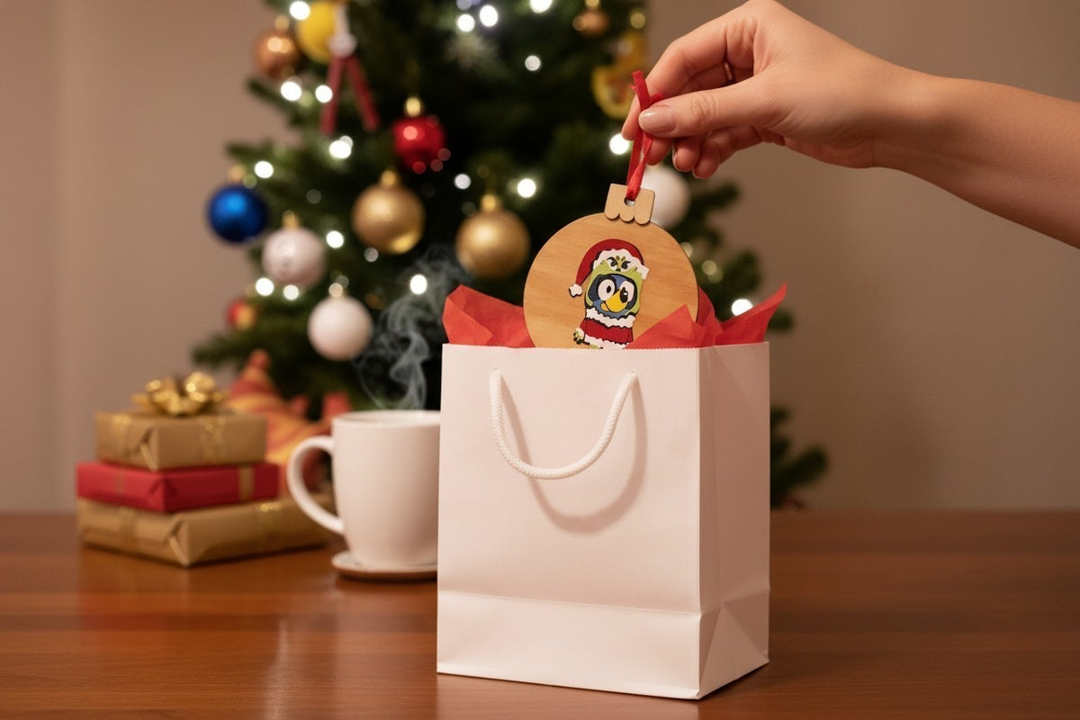 Bluey as the Grinch Wood Christmas Ornament | Character-Inspired Holiday Gift