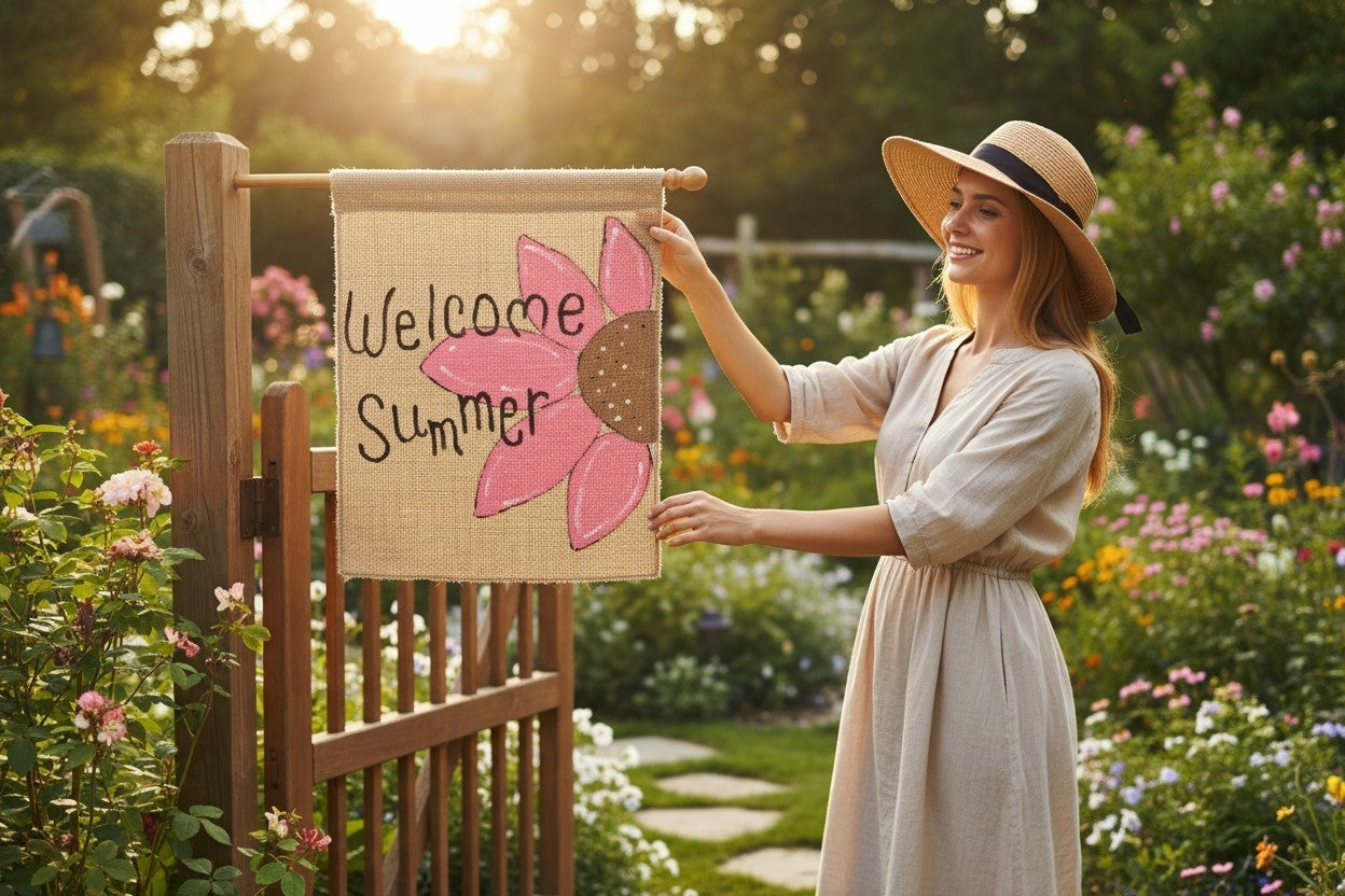 Sunflower Burlap Garden Flag | Hand-Painted Seasonal Home Décor