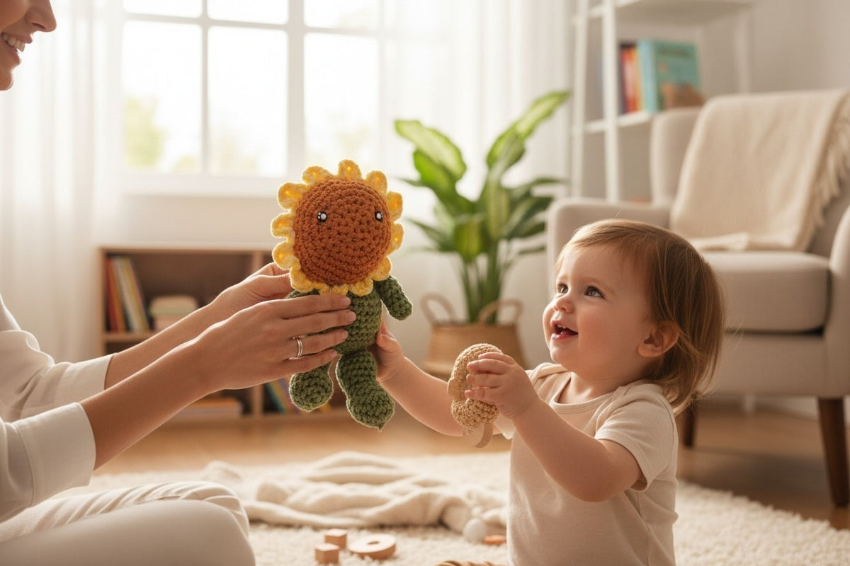 Crochet Sunflower Plushie | 14 Inch Handmade Flower | Floral Décor | Sunflower Gift