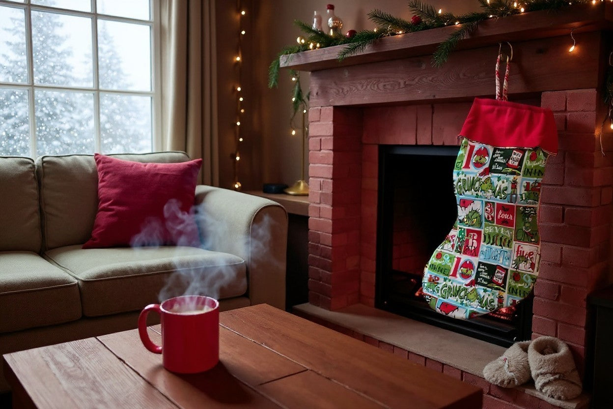Fabric Christmas Stocking | Handmade Holiday Stocking | Christmas Mantel Décor | Holiday Keepsake
