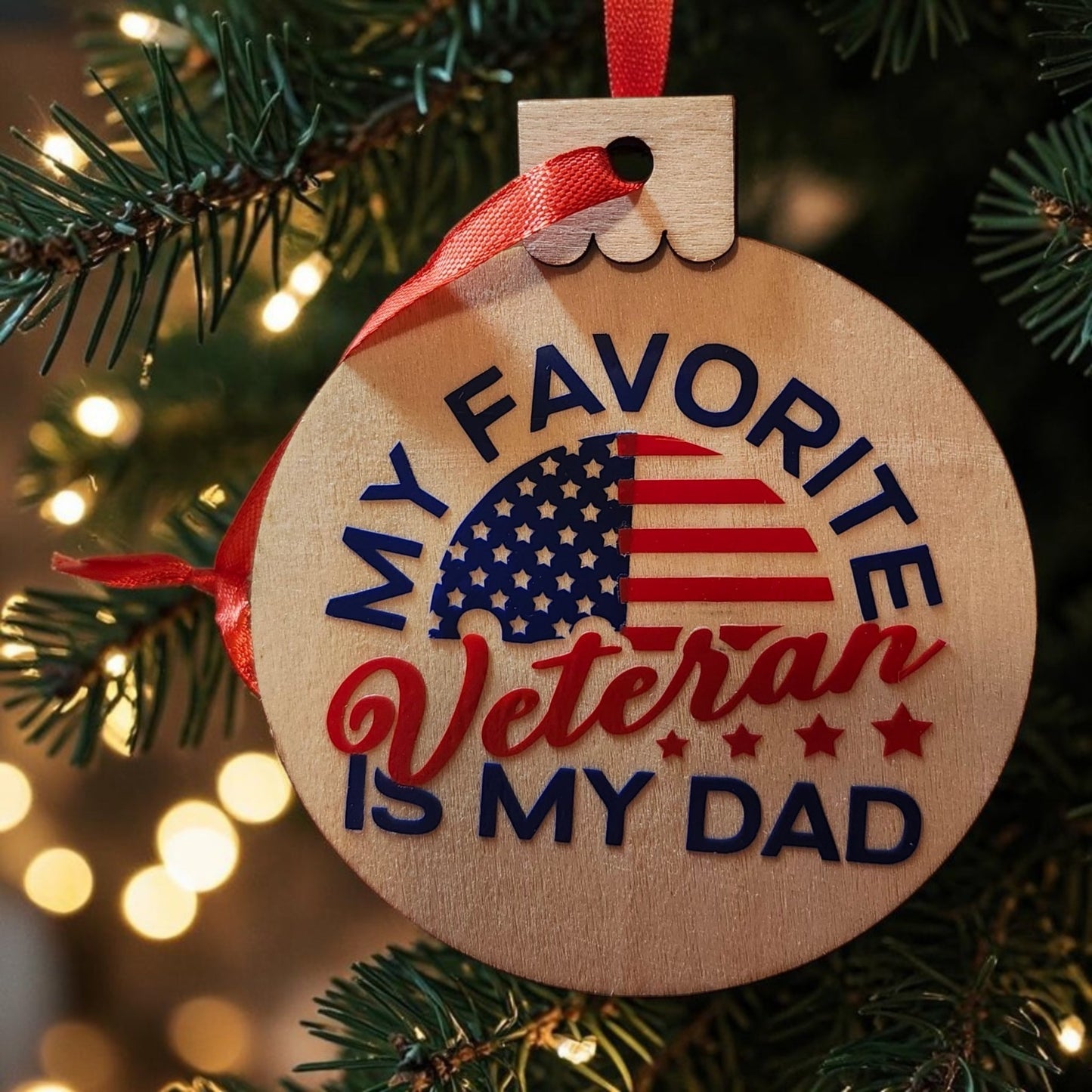 Veteran Wood Christmas Ornament | Military Appreciation Ornament | Veteran Gift | Patriotic Christmas Decor