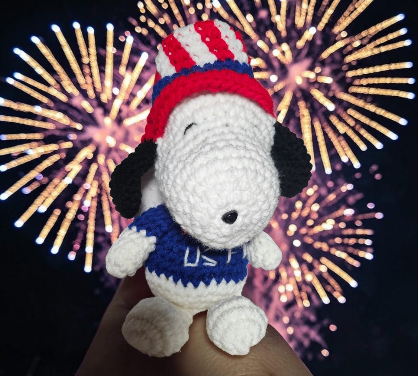 Crochet Snoopy as Uncle Sam Plushie | Patriotic Handmade Décor | Americana Gift