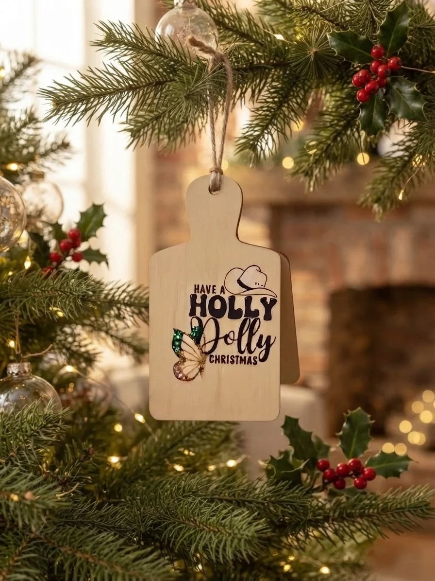 Holly Dolly Wood Christmas Ornaments | Country Christmas Ornament | Handmade Holiday Gift