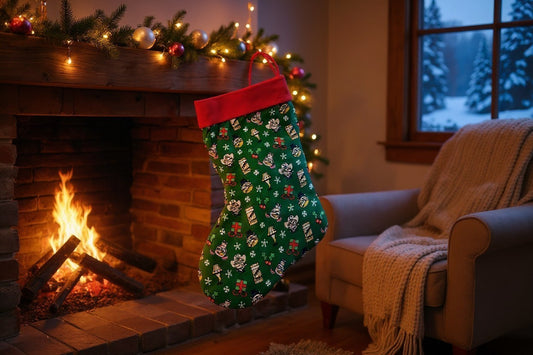Fabric Christmas Stocking | Handmade Holiday Stocking | Christmas Mantel Décor | Holiday Keepsake