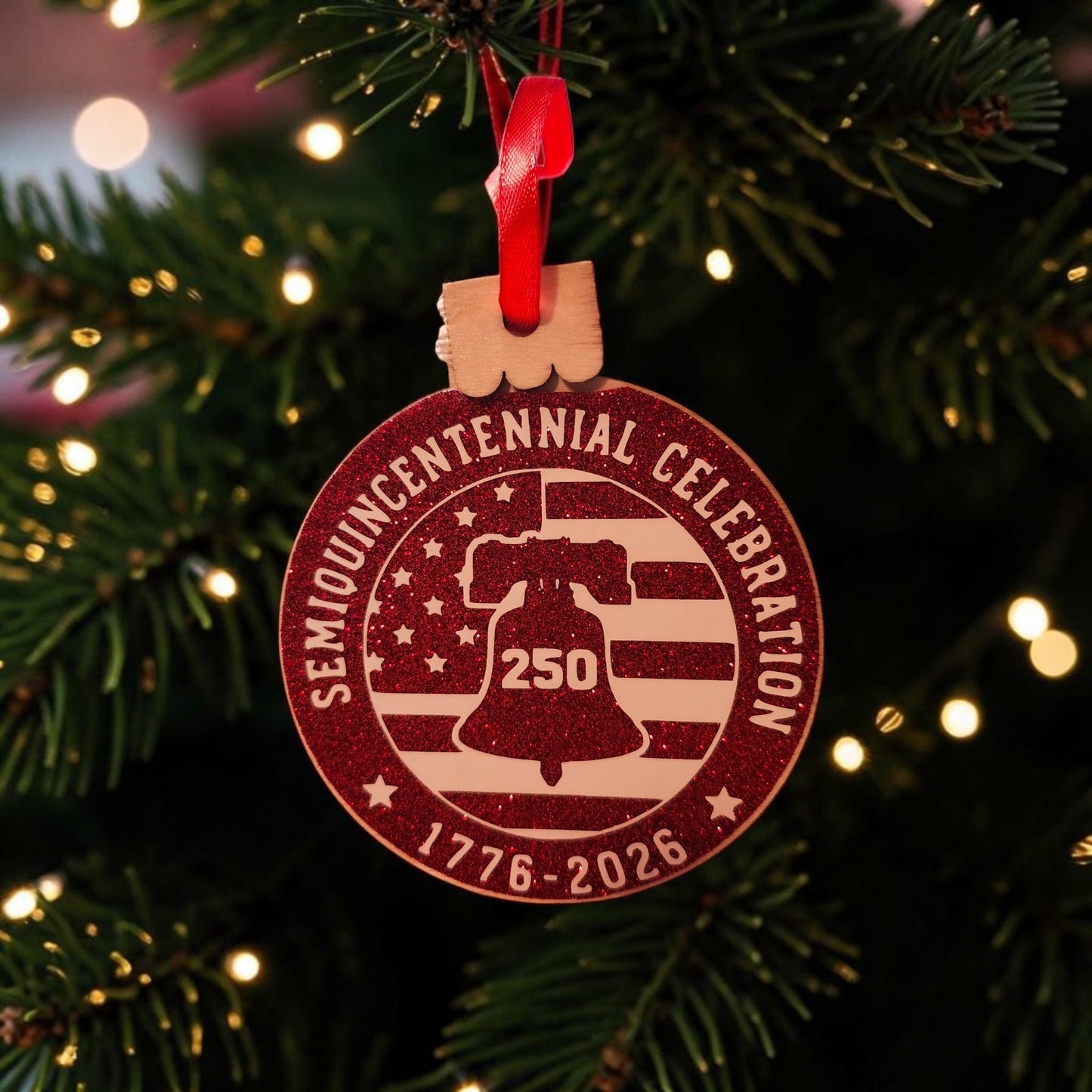 America 250 Wood Ornament | 1776–2026 250th Anniversary Keepsake | Patriotic Gift