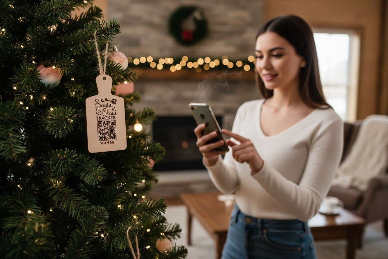 Santa Tracker Wood Christmas Ornament with Working QR Code | Christmas Eve Ornament | Kids Christmas Gift
