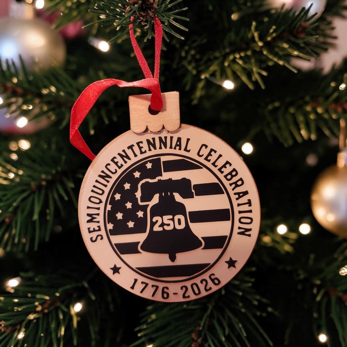America 250 Wood Ornament | 1776–2026 250th Anniversary Keepsake | Patriotic Gift