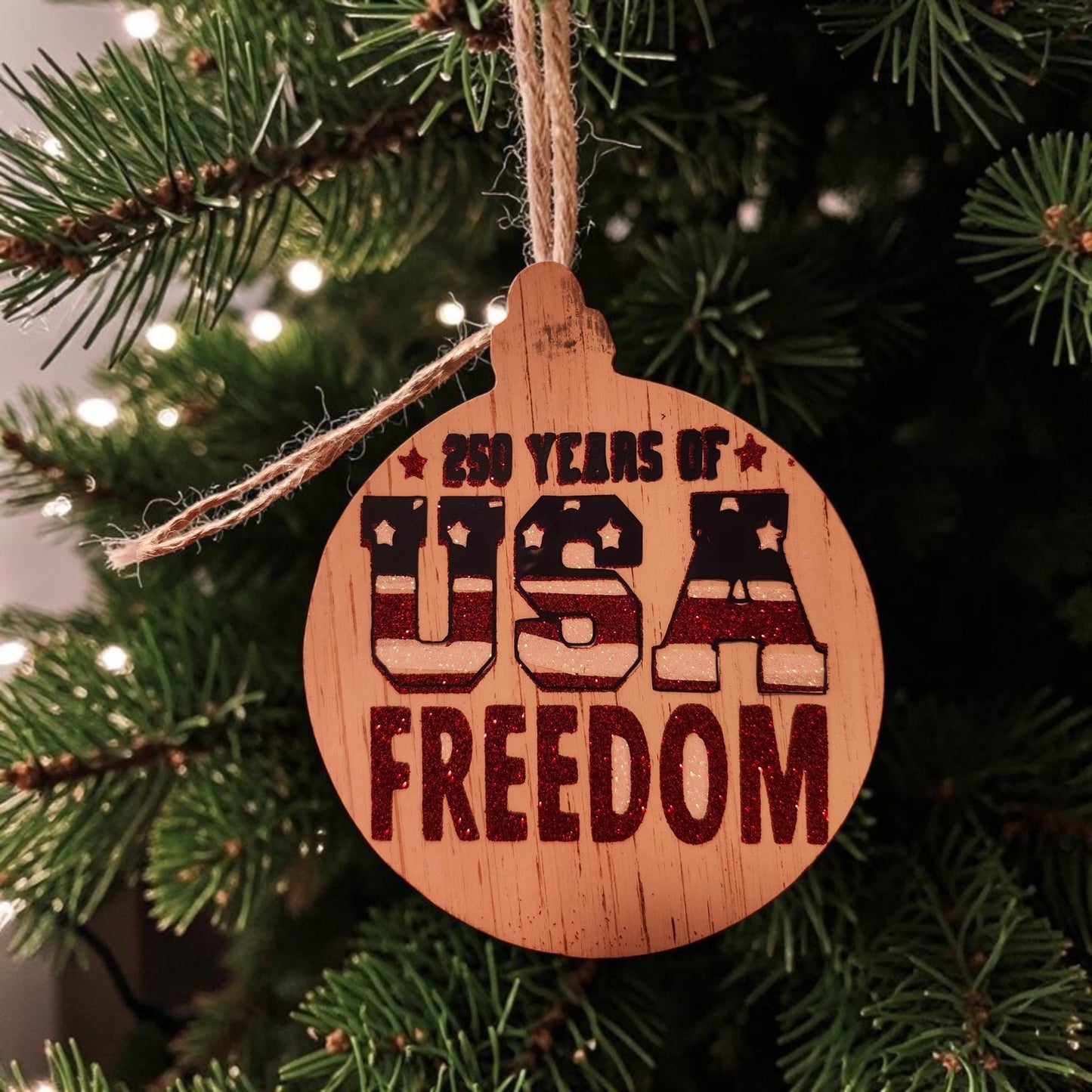 America 250 Wood Ornament | 1776–2026 250th Anniversary Keepsake | Patriotic Gift