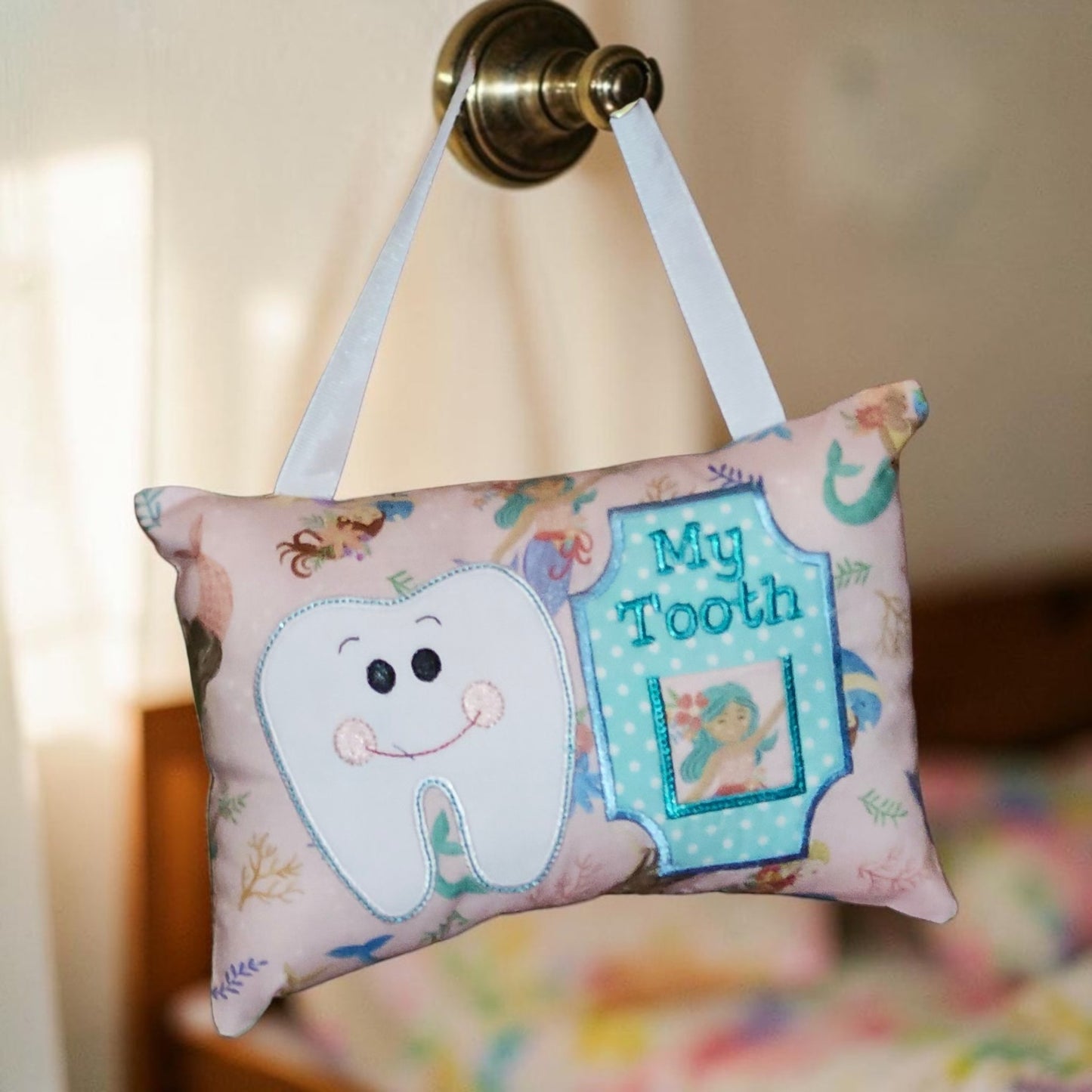 Girl Tooth Fairy Pillow | Tooth Holder Pocket | Kids Lost Tooth Gift