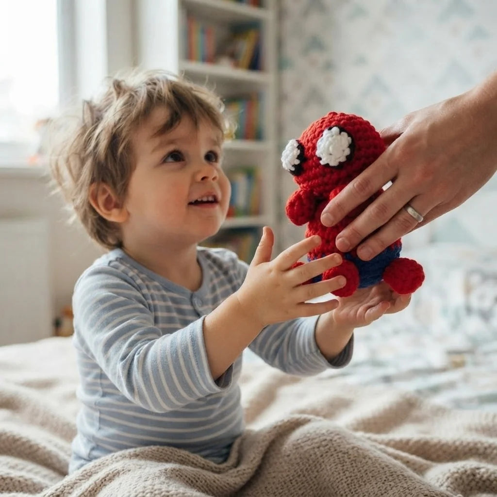 Crochet Spiderman Plushie | Superhero Character-Inspired Plush | Crochet Superhero Gift | Gamer & Comic Fan Gift