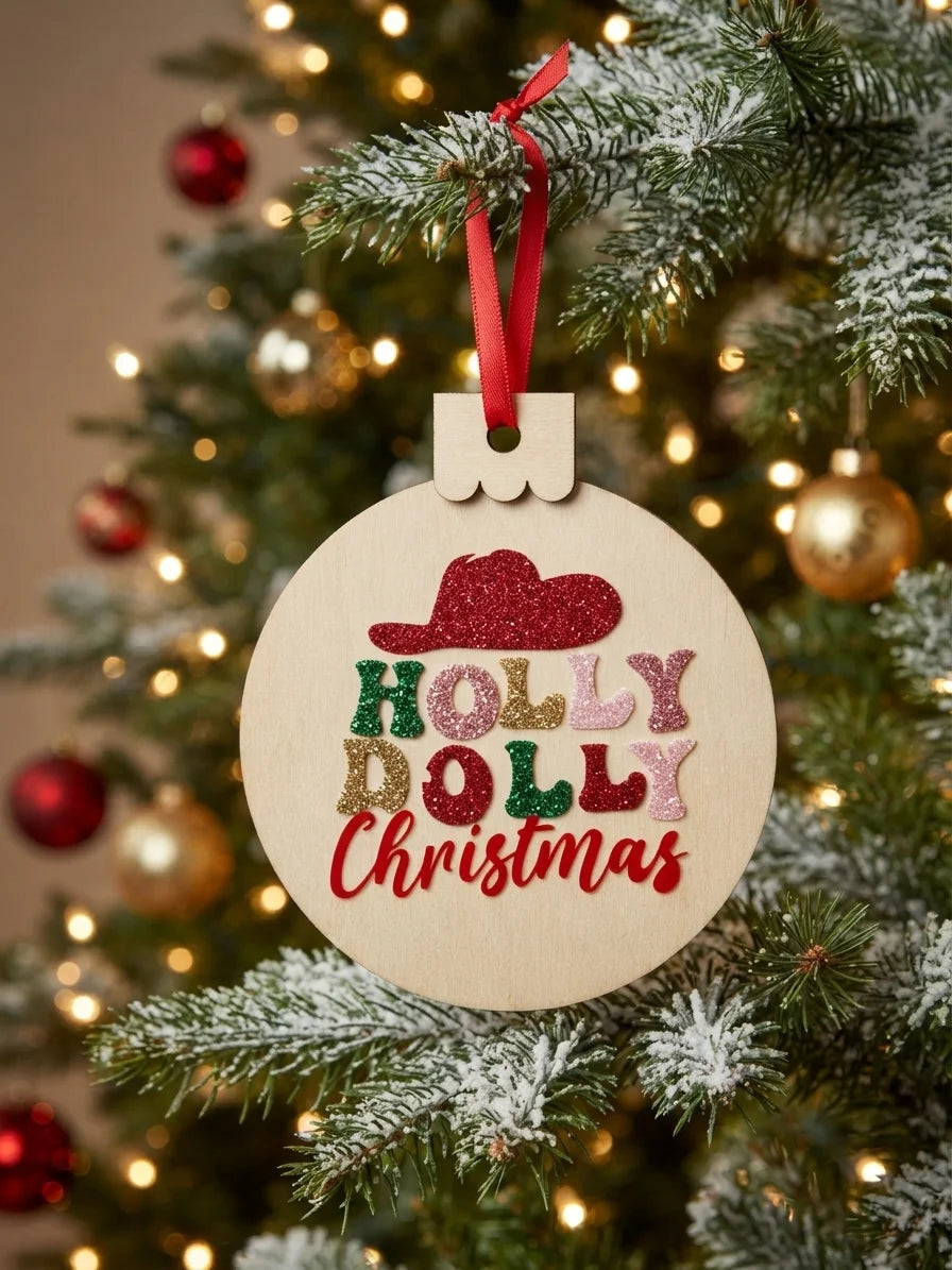 Holly Dolly Wood Christmas Ornaments | Country Christmas Ornament | Handmade Holiday Gift