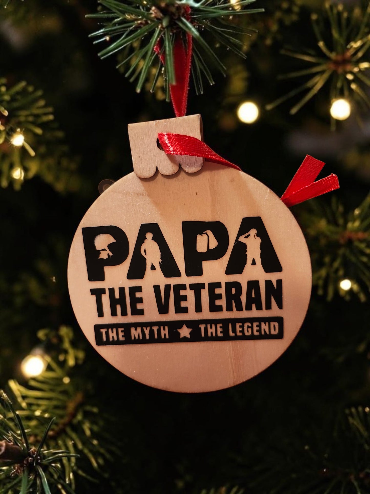 Veteran Wood Christmas Ornament | Military Appreciation Ornament | Veteran Gift | Patriotic Christmas Decor