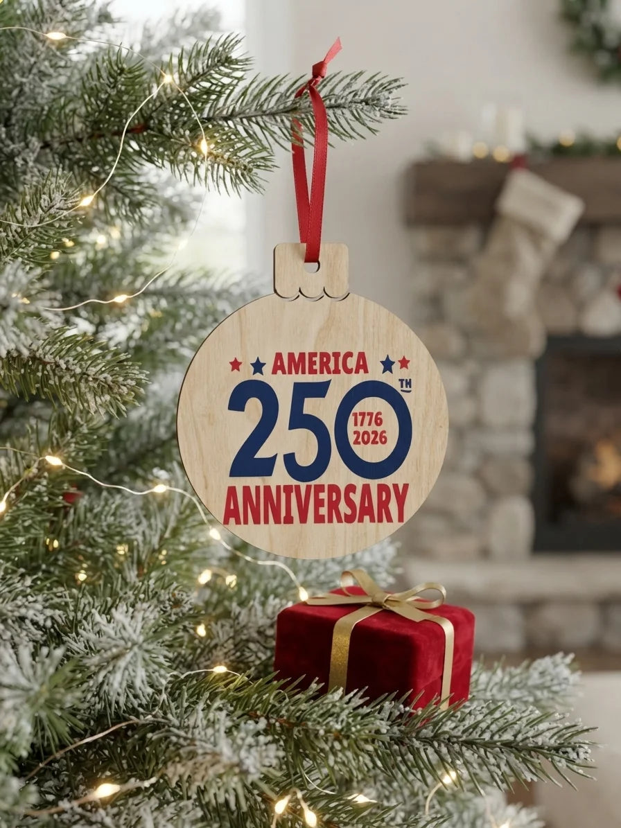 America 250 Wood Ornament | 1776–2026 250th Anniversary Keepsake | Patriotic Gift