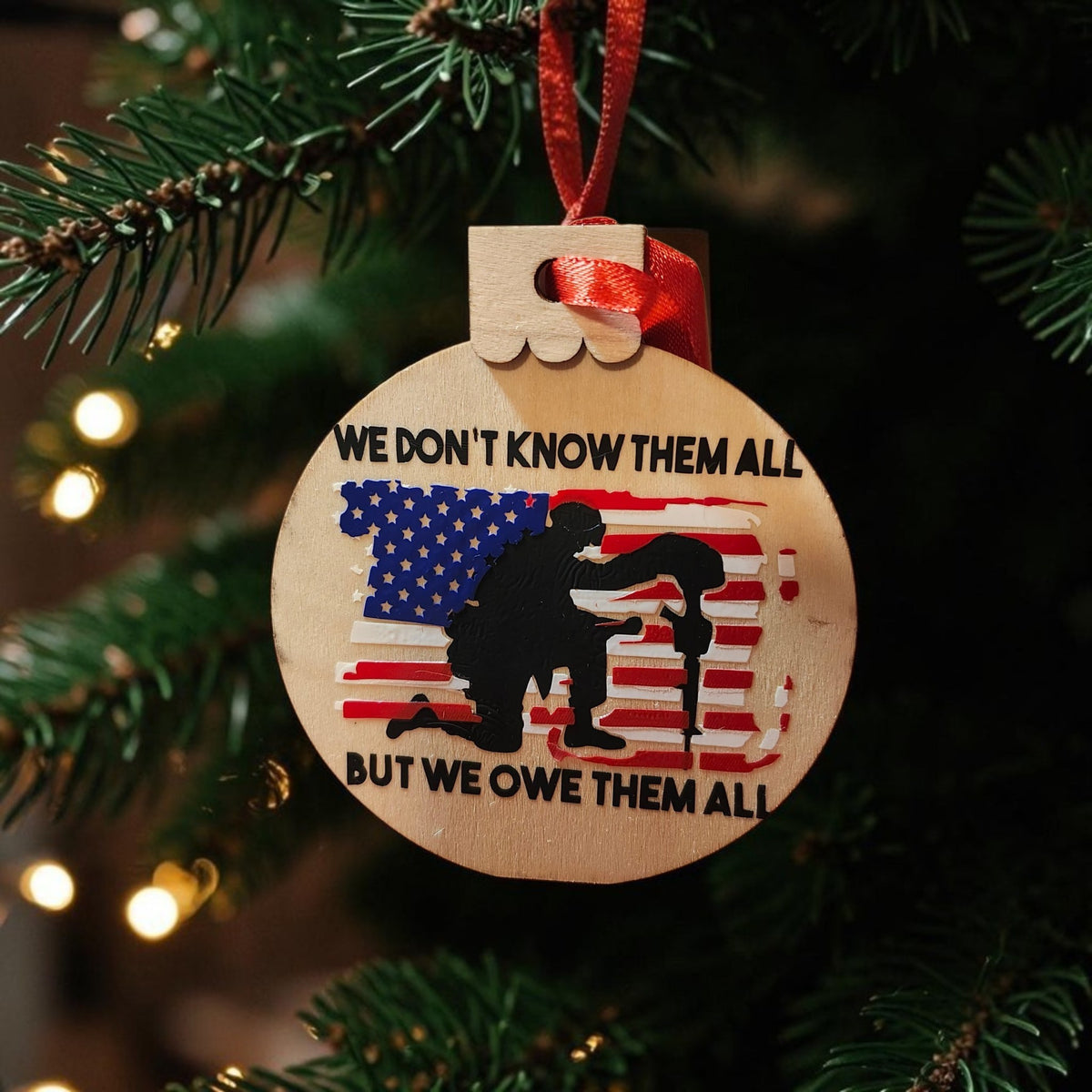 Veteran Memorial Wood Christmas Ornament | Military Remembrance Keepsake | Patriotic Gift