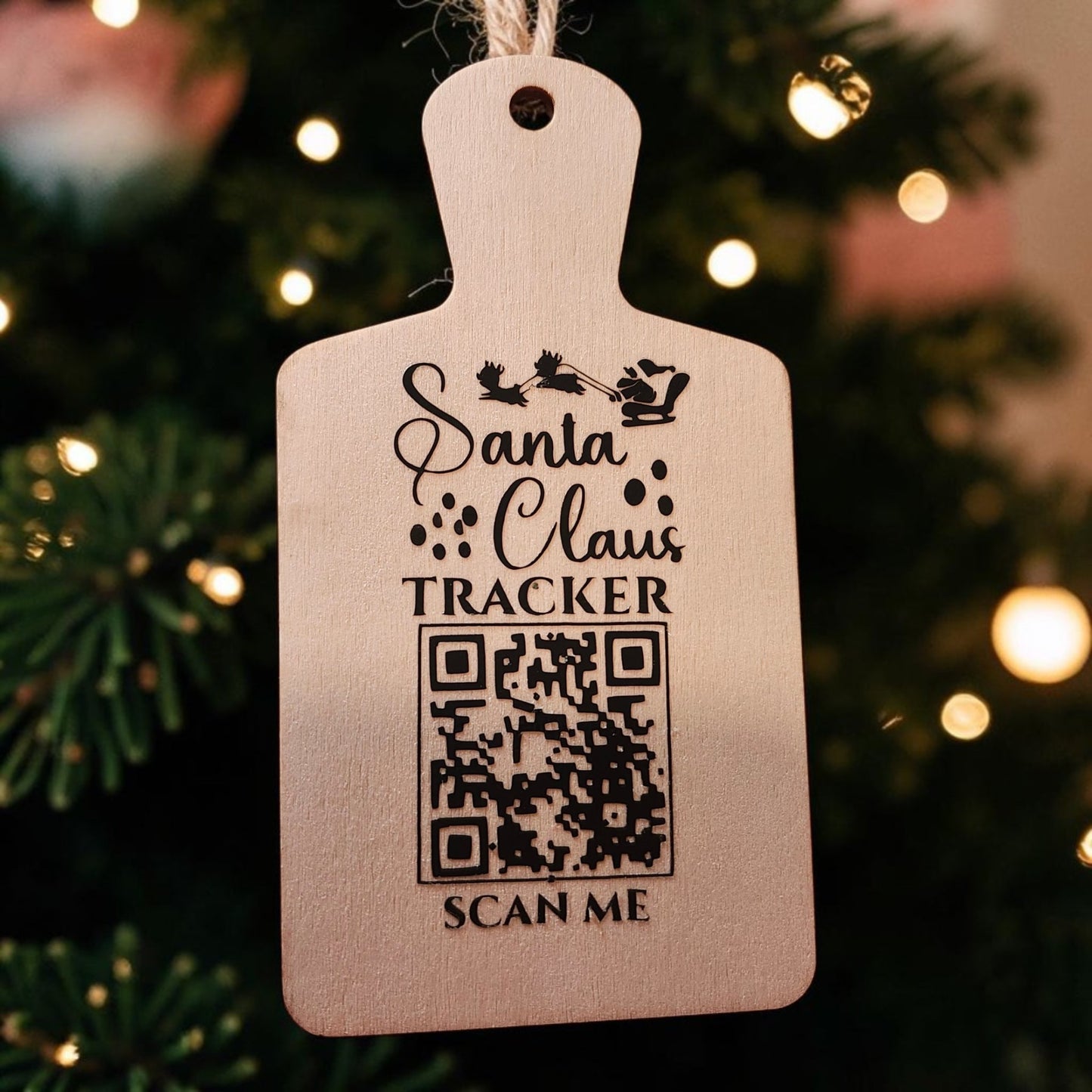 Santa Tracker Wood Christmas Ornament with Working QR Code | Christmas Eve Ornament | Kids Christmas Gift