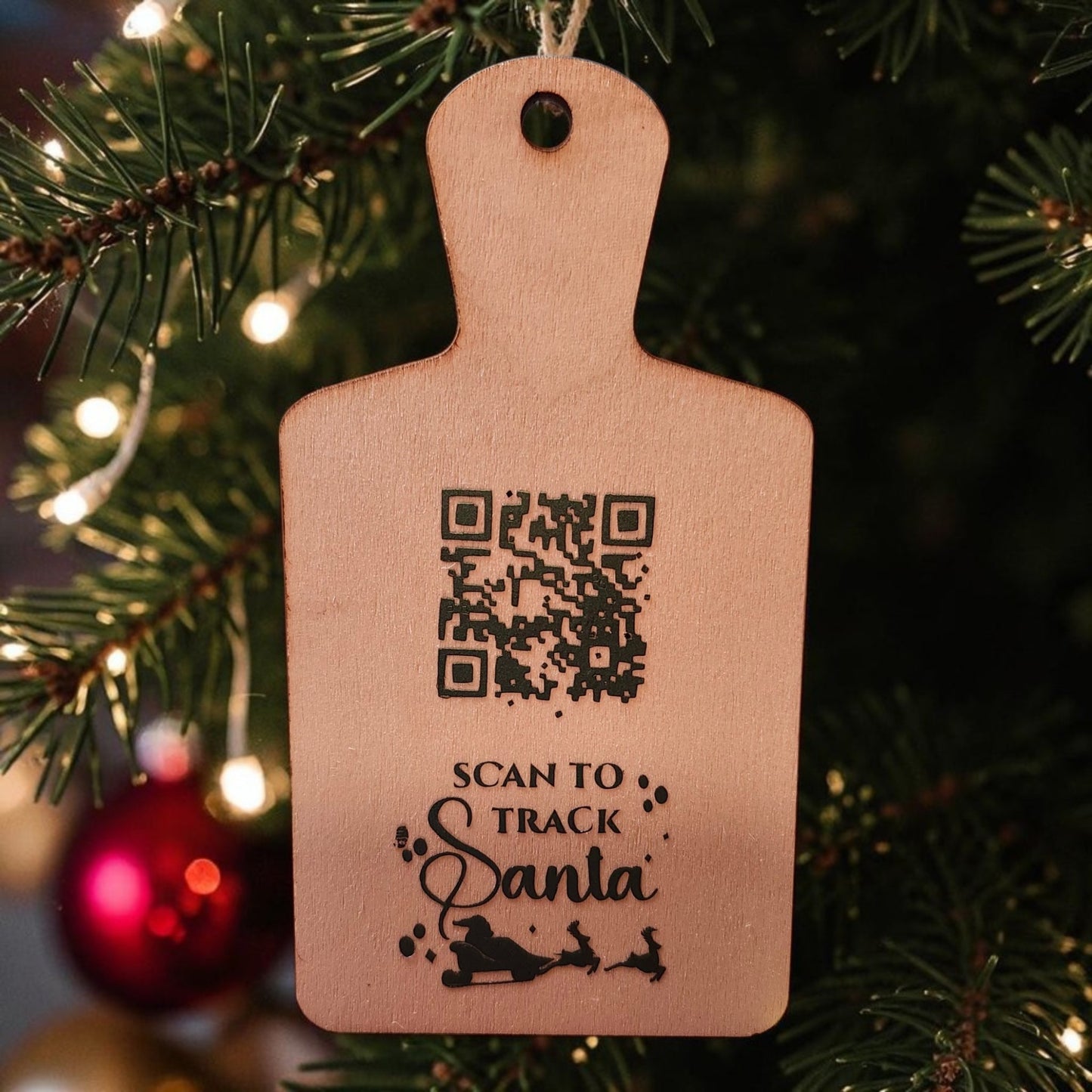 Santa Tracker Wood Christmas Ornament with Working QR Code | Christmas Eve Ornament | Kids Christmas Gift