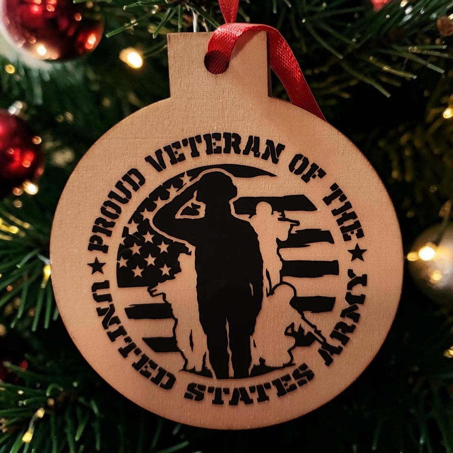 Veteran Wood Christmas Ornament | Military Appreciation Ornament | Veteran Gift | Patriotic Christmas Decor